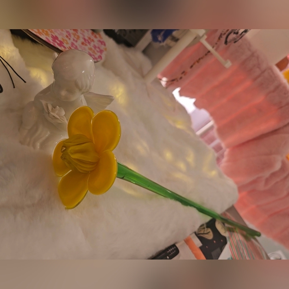 Yellow Glass Flower Accent